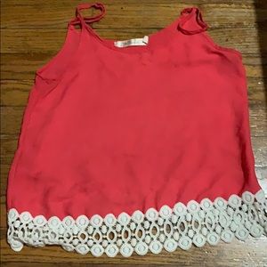 Coral flowy tank top